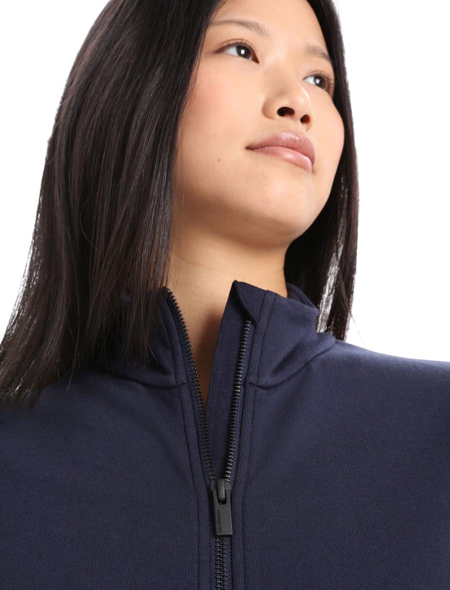 Midnight Navy Icebreaker Merino Central II Long Sleeve Zip Women's Hoodie | AU 1672ILHS